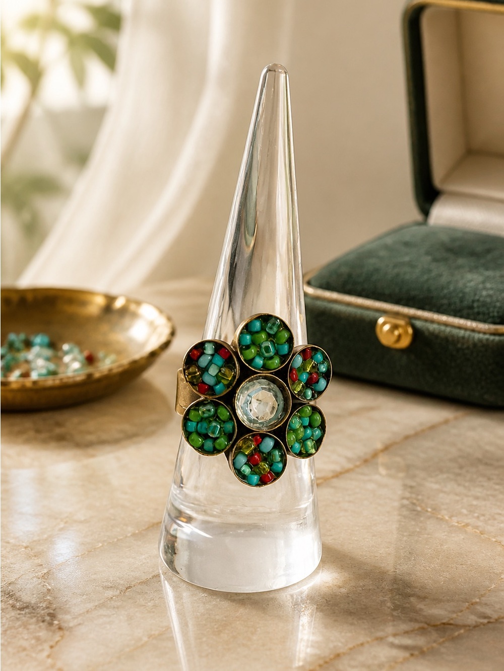 Ayala Bar open back Sterling Beaded Ring